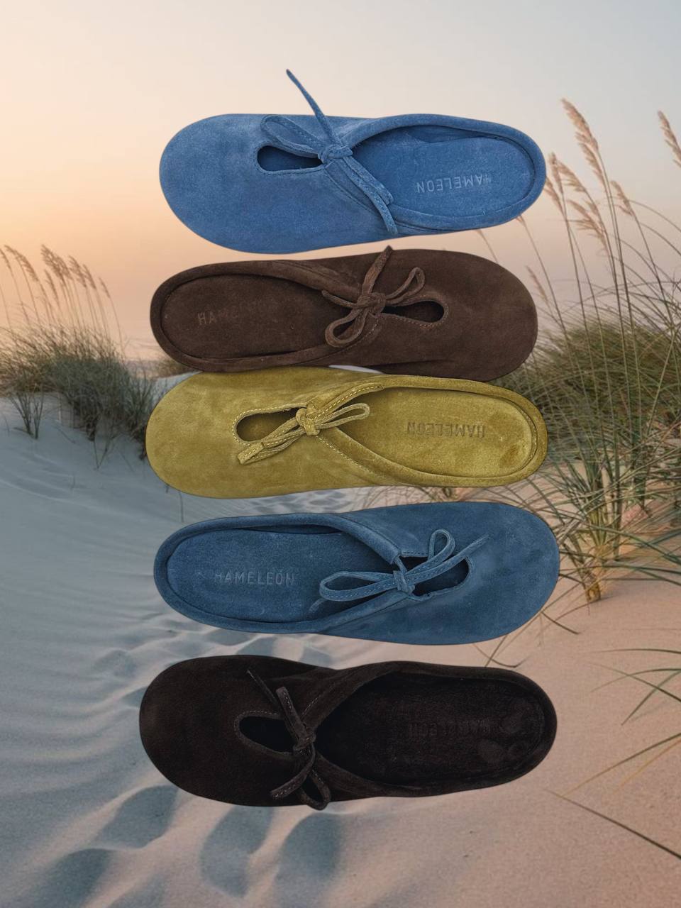 Slipper flats featuring soft textures and bold colors by HAMELEON.