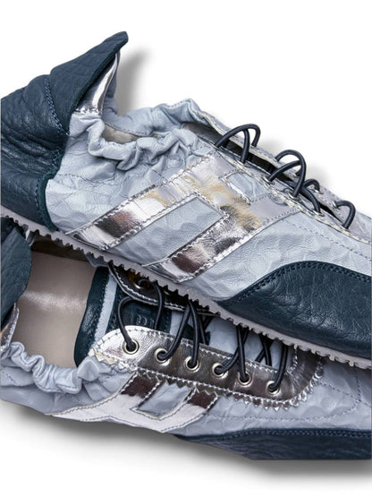 Metallic silver leather accents on Anatomical Sneakers Oslo