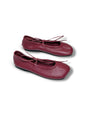 Burgundy leather ballet flats with delicate ties by HAMELEON
