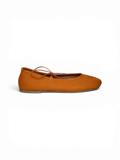 Amber leather ballet flats side view
