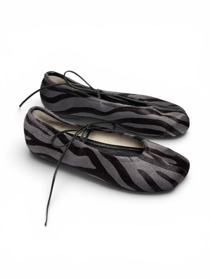 Handmade Ballet Flats Eclipse in zebra-pattern Italian leather