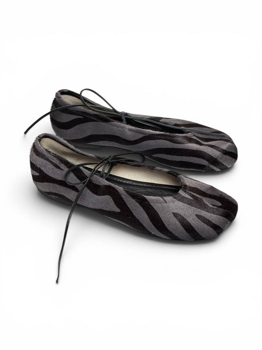 Handmade Ballet Flats Eclipse in zebra-pattern Italian leather