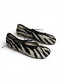 Handmade zebra print ballet flats with leather lace tie