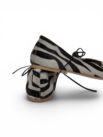 Rear view of Italian hair-on leather ballet flats