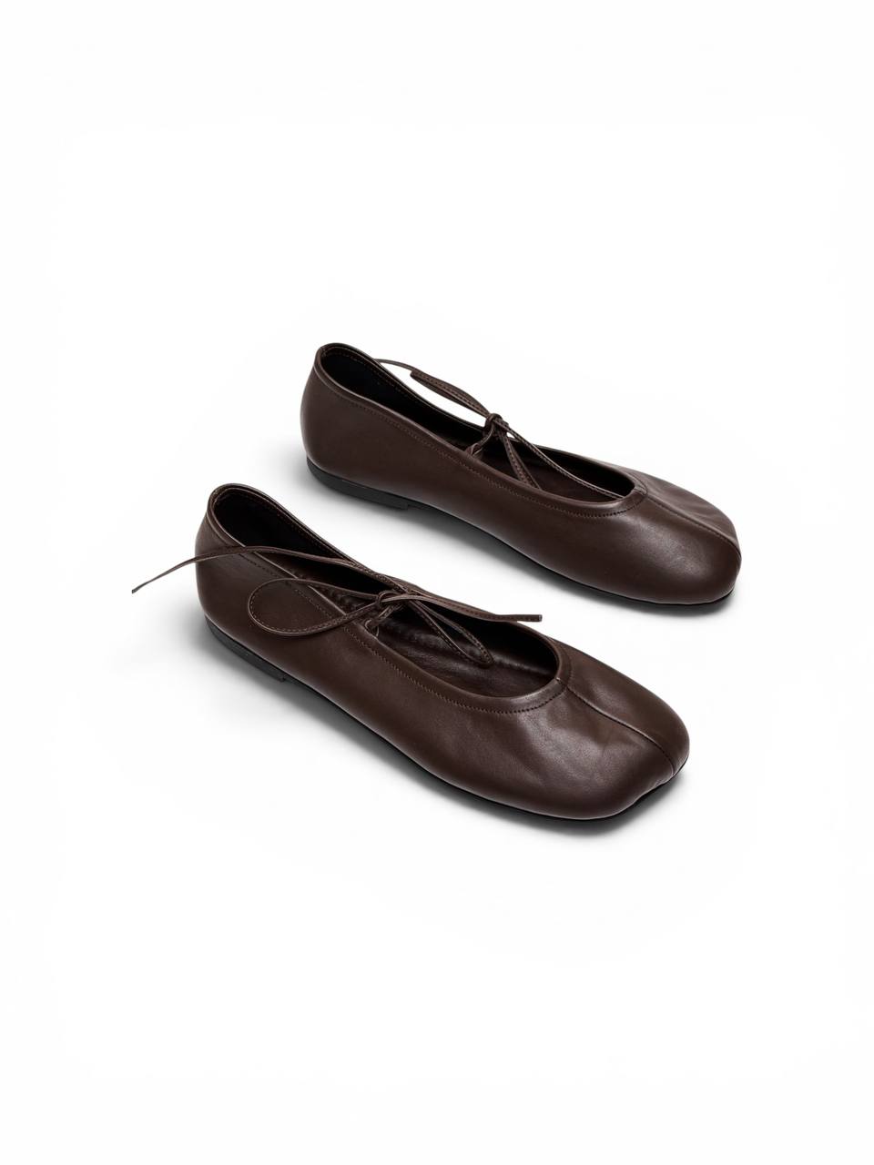 Dark brown leather ballet flats by HAMELEON