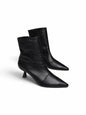 Black leather ankle boots Cindy with pointed toes and sculpted heels