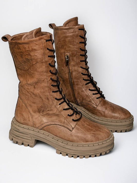 Leather boots front view bold modern design HameleonShoes