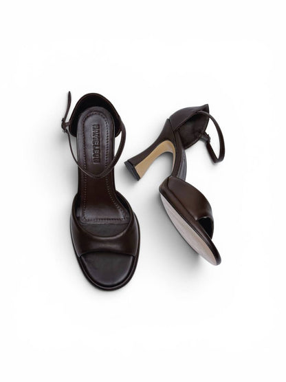 Top view of Buenos Aires Café open-toe leather sandals
