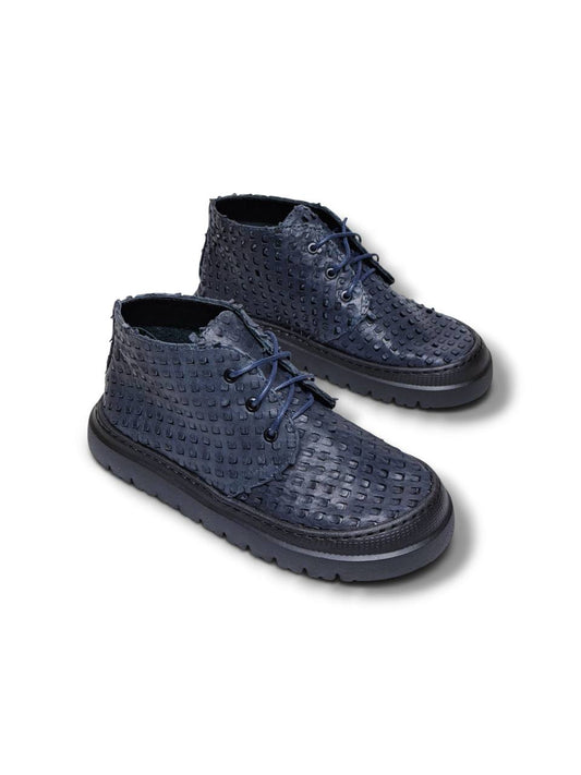 Dark blue Desert Boots Midnight in textured Italian leather with EVA soles.
