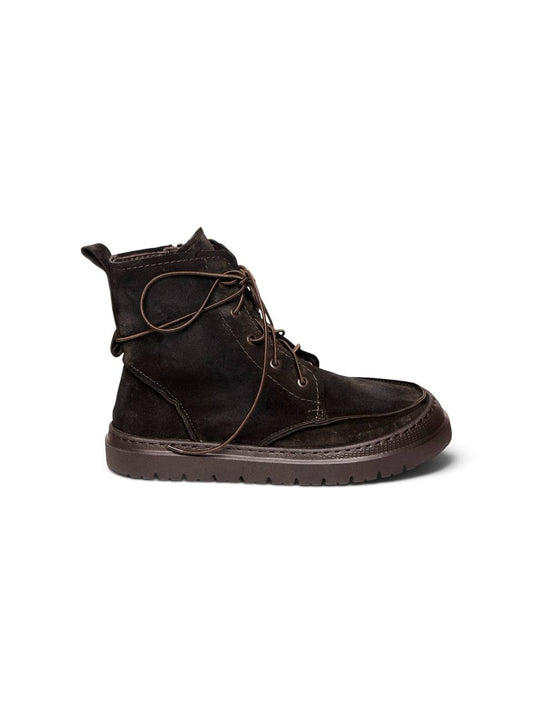 Dark brown suede boot Dusk in side view by HAMELEON