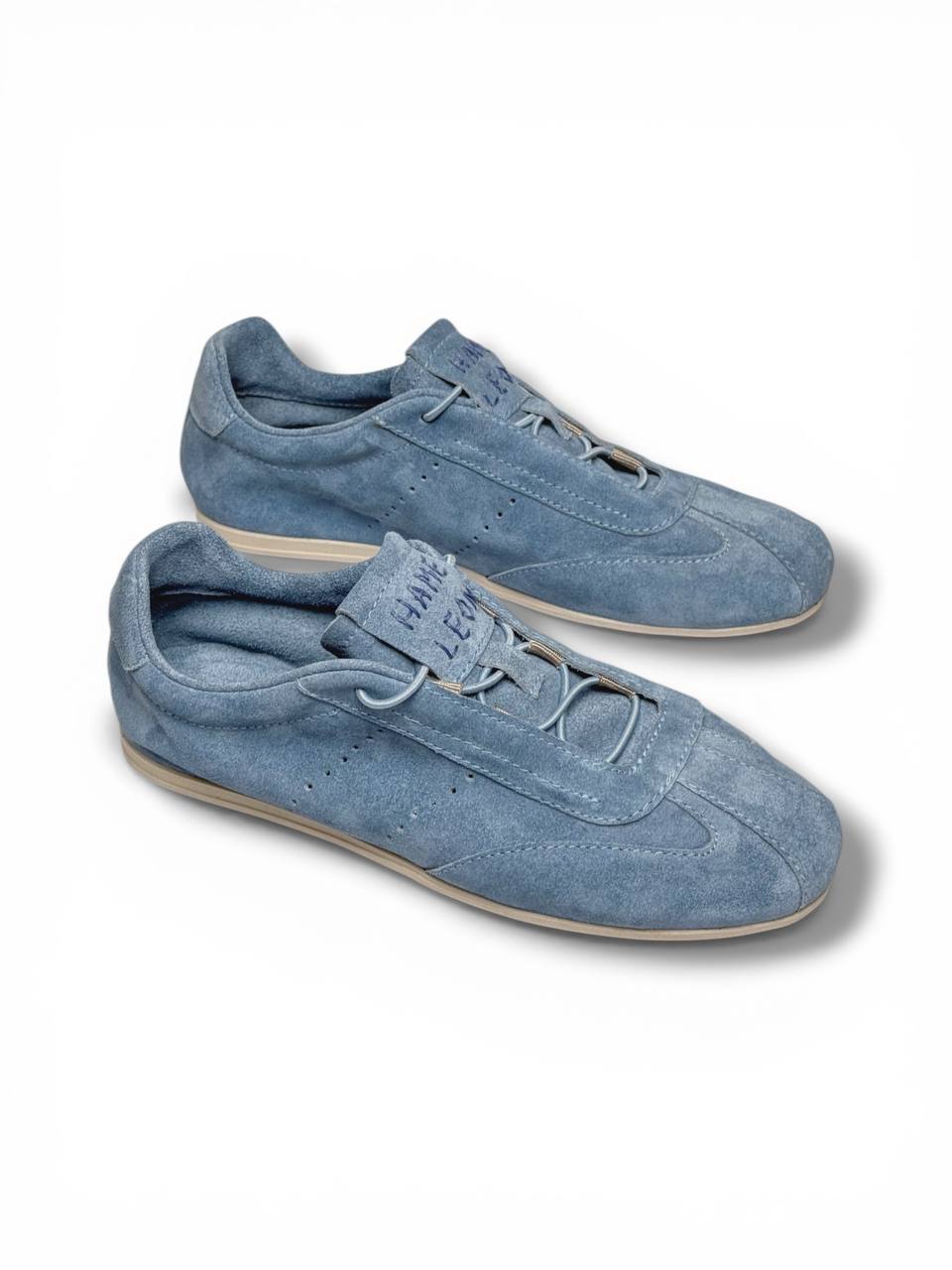 Handmade minimalist sneakers full pair dusty blue HameleonShoes