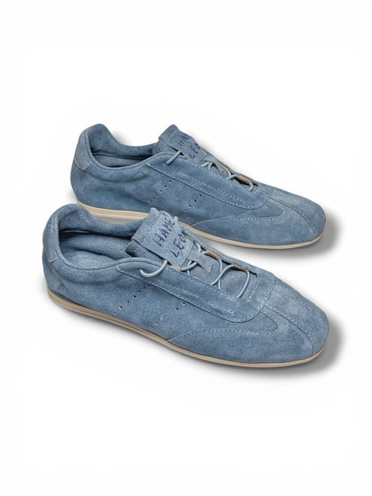Handmade minimalist sneakers full pair dusty blue HameleonShoes