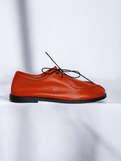 Handmade leather walkers side view burnt orange