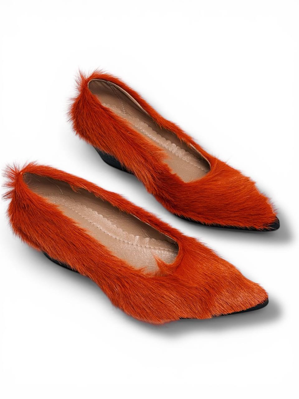 Orange fur heels Flame statement pair HameleonShoes