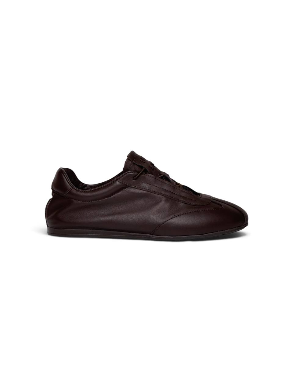 Sneakers Flow Espresso in dark brown leather, side view