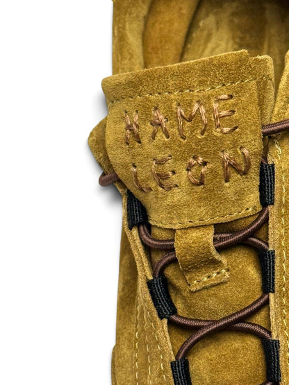 Handmade detail of Flow Ochre sneakers by HAMELEON