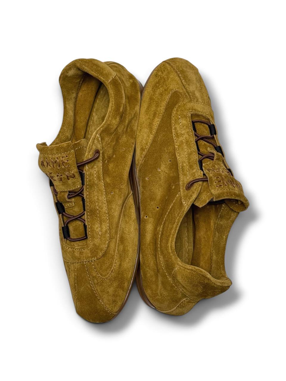 Sneakers Flow Ochre in Italian suede, back view