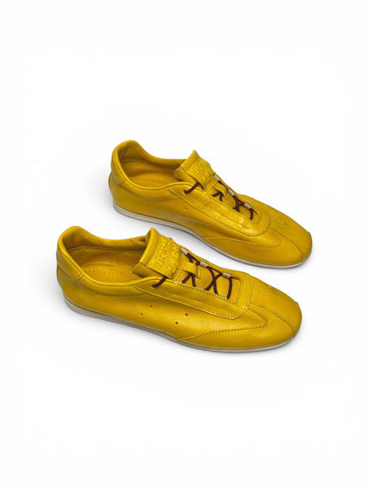 Handmade saffron leather sneakers by HAMELEON