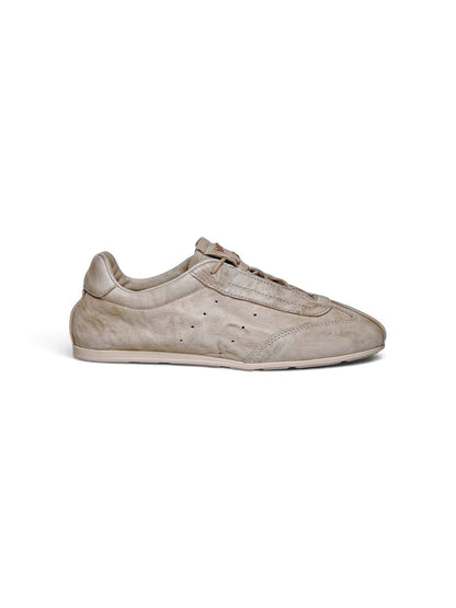 Side view of Sneakers Flow Stone in soft stone-toned Italian leather