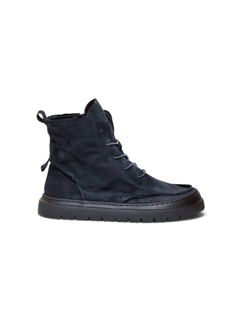 Lace-up detail on dark suede Boots Ink ankle boots