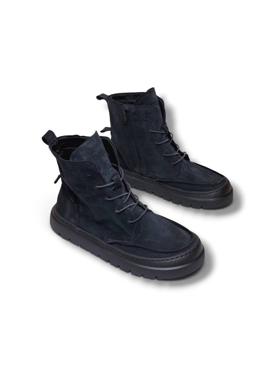 Dark blue-black suede Boots Ink with chunky EVA soles by HameleonShoes