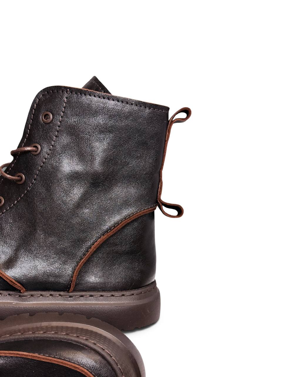 Back view of leather boots Terra by HameleonShoes with pull tabs