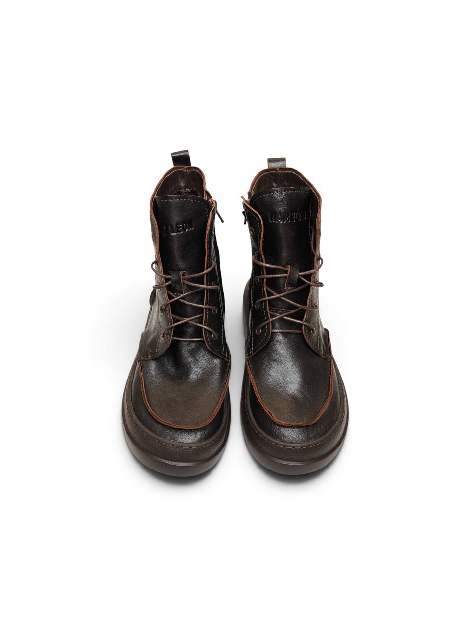 Brown leather boots Terra shown from the front