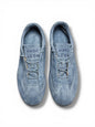 Contemporary suede sneakers Flow Azure editorial styling
