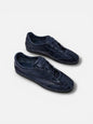 Minimal dark blue leather sneakers full look HameleonShoes
