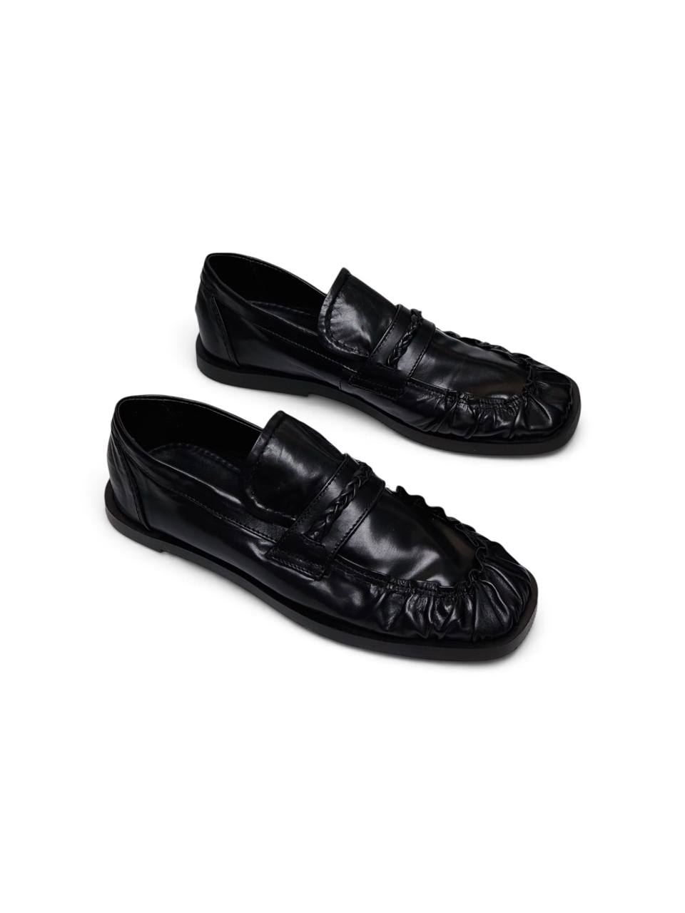Leather loafers Harry with braided trim and ruched toe details