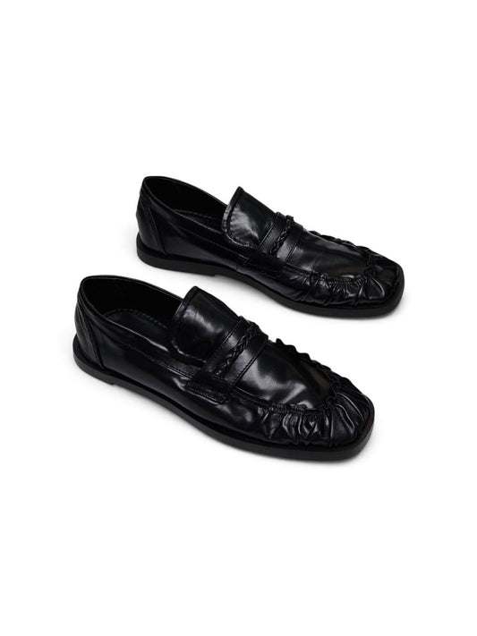 Leather loafers Harry with braided trim and ruched toe details