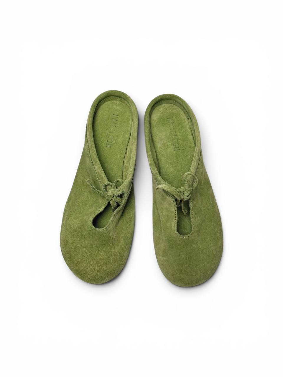 Editorial suede mules LULU Crocus contemporary minimalist style