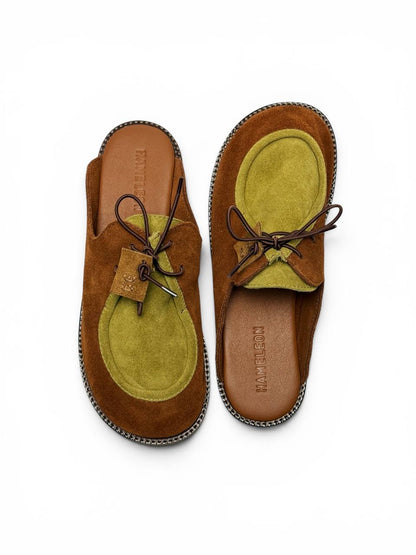 Editorial suede mules Twilly Amber contemporary minimalist style