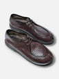 Rounded toe woven leather walkers front view HameleonShoes