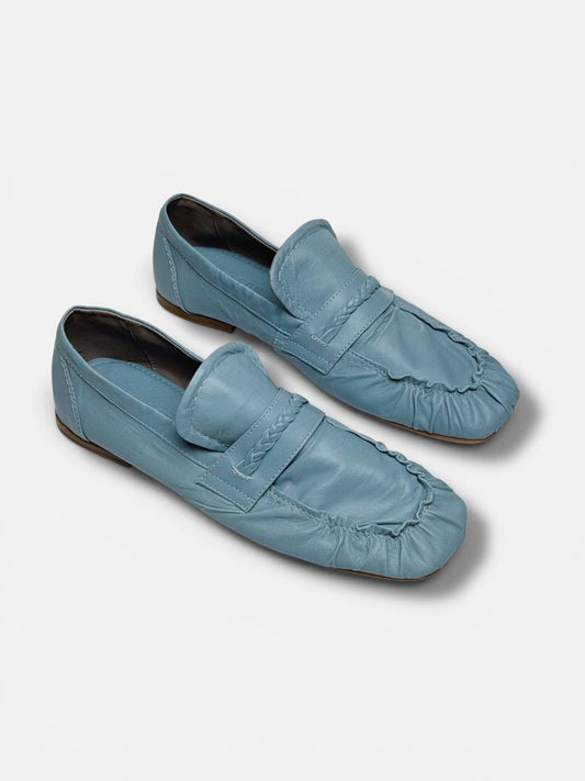 Handmade leather loafers Riviera front view HameleonShoes