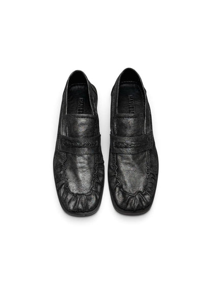 Dark silver loafers Harry shown from above with detailed leather construction