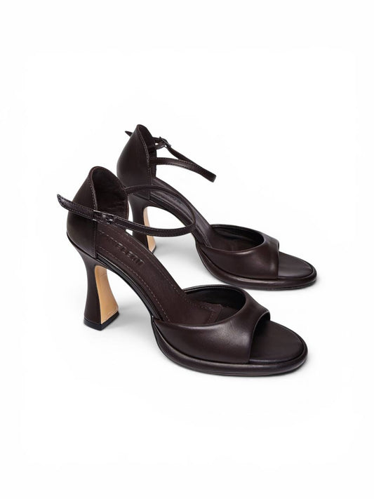 Brown leather heeled sandals Buenos Aires Café by HAMELEON