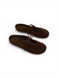 Handmade Chestnut Lulu mules in Italian suede
