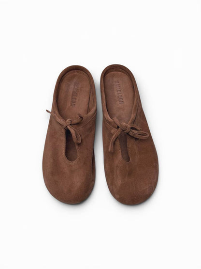 Minimalist latte suede mules for everyday wear
