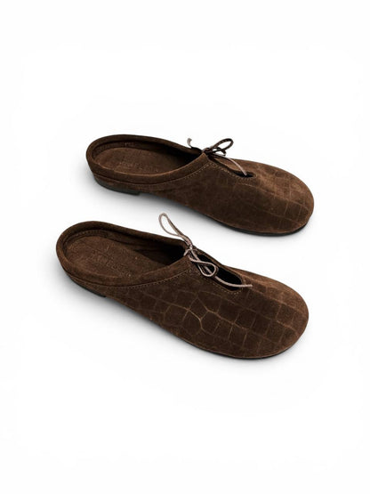 Lulu Mosaic textured suede mules top view HAMELEON