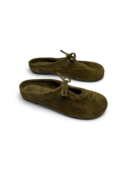 Suede mules Lulu Olive by HAMELEON with open back