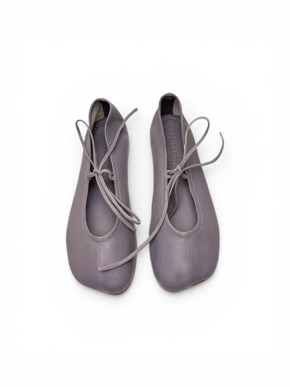 Handmade Moonstone ballet flats viewed from above