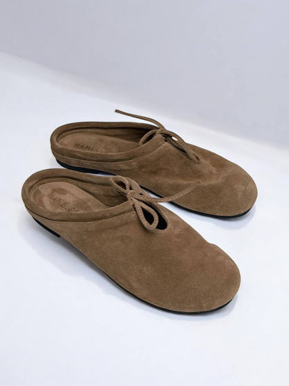 Beige suede minimalist mules by HAMELEON