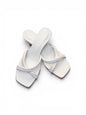 Top view of Selena Ivory handmade white leather mules
