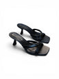 Mules Selena Noir in black Italian leather with sculpted 5 cm heel and minimalist handcrafted design