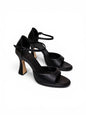 Black leather heeled sandals Buenos Aires Nocturne by HAMELEON