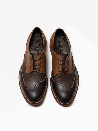 Two-tone Oxford Dalton shoes in brown and dark brown leather