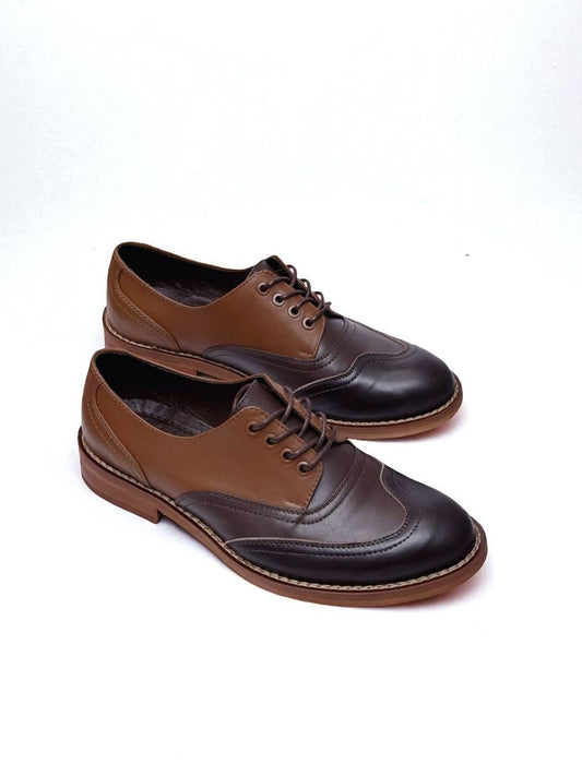 Handmade leather oxford shoes front view minimal HameleonShoes