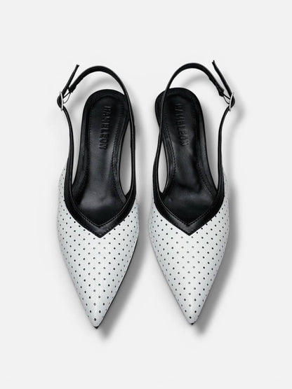 Pointed toe slingback shoes top view