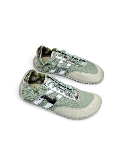 Anatomical Sneakers Reykjavik in sage green leather with silver details
